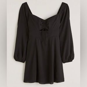 Abercrombie & Fitch Women's Long-Sleeve Cinch-Front Cutout Mini Dress in black